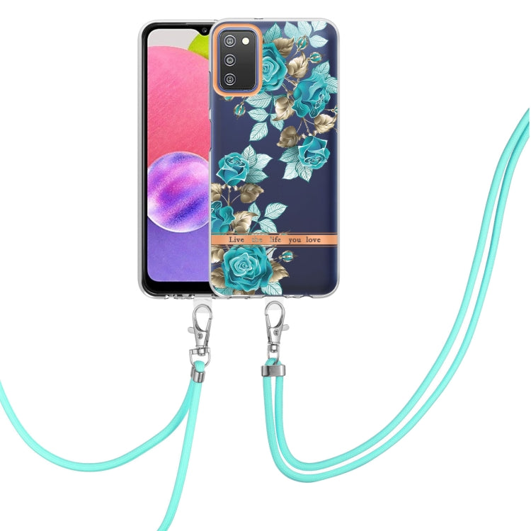 Custodia per telefono in TPU serie Flowers con cordino, For Samsung Galaxy A03s 166mm, For Samsung Galaxy A12, For Samsung Galaxy A13 5G, For Samsung Galaxy A21s