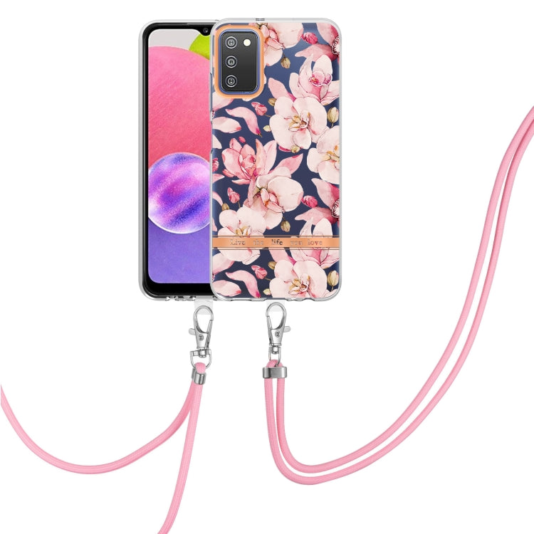 Custodia per telefono in TPU serie Flowers con cordino, For Samsung Galaxy A03s 166mm, For Samsung Galaxy A12, For Samsung Galaxy A13 5G, For Samsung Galaxy A21s