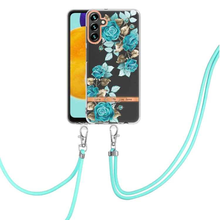 Custodia per telefono in TPU serie Flowers con cordino, For Samsung Galaxy A03s 166mm, For Samsung Galaxy A12, For Samsung Galaxy A13 5G, For Samsung Galaxy A21s