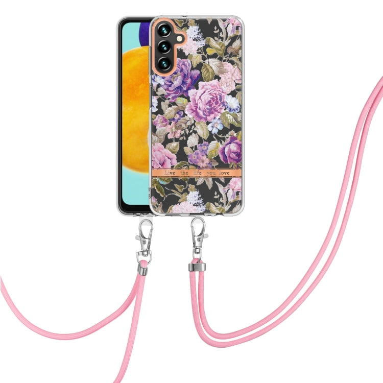 Custodia per telefono in TPU serie Flowers con cordino, For Samsung Galaxy A03s 166mm, For Samsung Galaxy A12, For Samsung Galaxy A13 5G, For Samsung Galaxy A21s