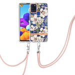 Custodia per telefono in TPU serie Flowers con cordino, For Samsung Galaxy A03s 166mm, For Samsung Galaxy A12, For Samsung Galaxy A13 5G, For Samsung Galaxy A21s