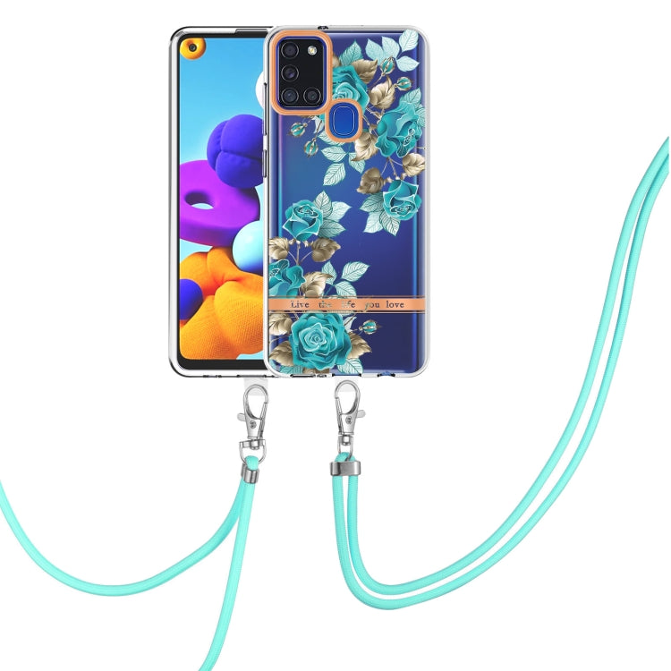 Custodia per telefono in TPU serie Flowers con cordino, For Samsung Galaxy A03s 166mm, For Samsung Galaxy A12, For Samsung Galaxy A13 5G, For Samsung Galaxy A21s