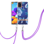 Custodia per telefono in TPU serie Flowers con cordino, For Samsung Galaxy A03s 166mm, For Samsung Galaxy A12, For Samsung Galaxy A13 5G, For Samsung Galaxy A21s