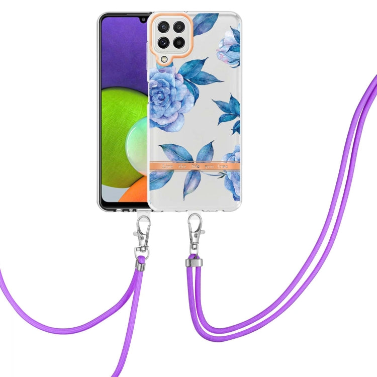 Custodia per telefono in TPU serie Flowers con cordino, For Samsung Galaxy A22 4G, For Samsung Galaxy A22 5G, For Samsung Galaxy A32 4G, For Samsung Galaxy A32 5G
