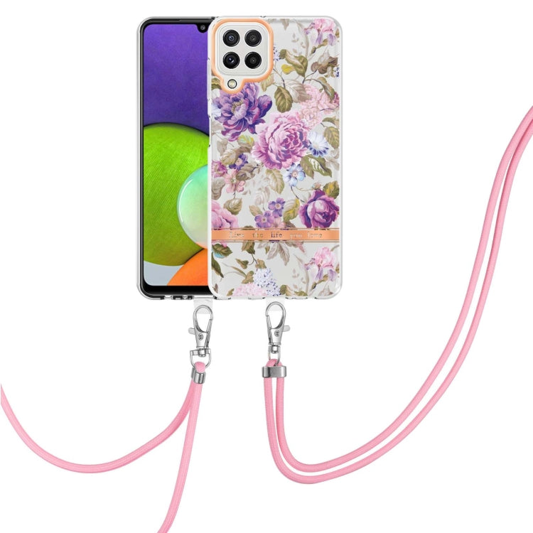 Custodia per telefono in TPU serie Flowers con cordino, For Samsung Galaxy A22 4G, For Samsung Galaxy A22 5G, For Samsung Galaxy A32 4G, For Samsung Galaxy A32 5G