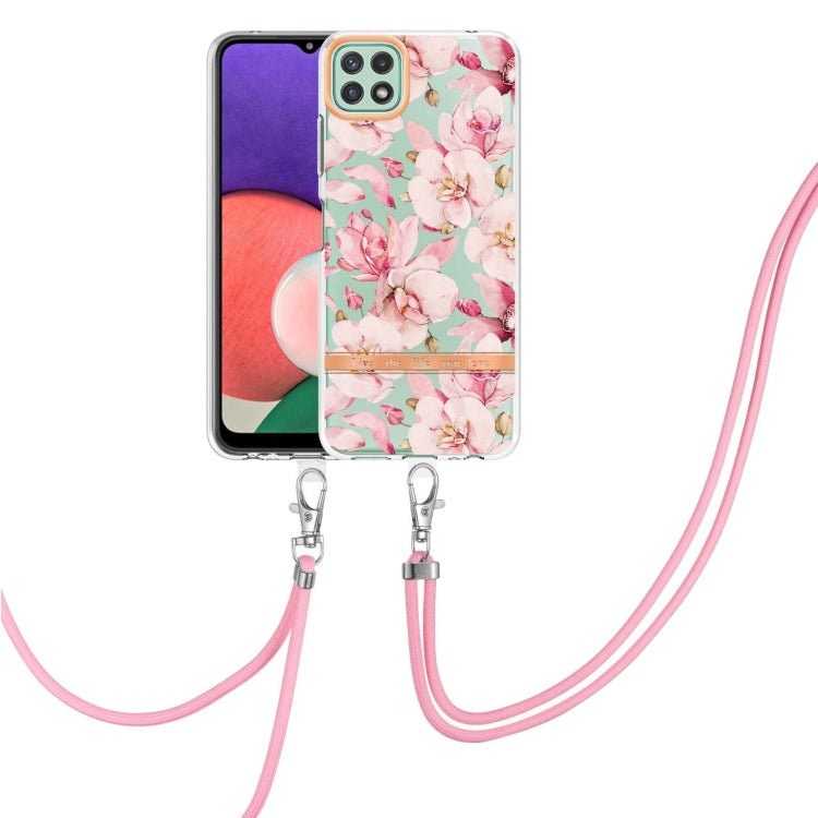Custodia per telefono in TPU serie Flowers con cordino, For Samsung Galaxy A22 4G, For Samsung Galaxy A22 5G, For Samsung Galaxy A32 4G, For Samsung Galaxy A32 5G
