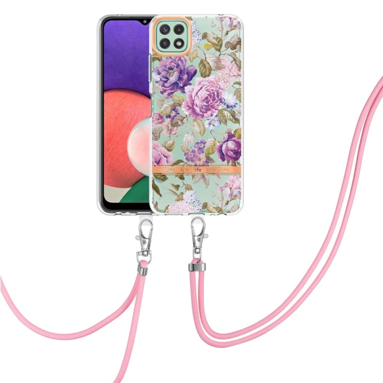Custodia per telefono in TPU serie Flowers con cordino, For Samsung Galaxy A22 4G, For Samsung Galaxy A22 5G, For Samsung Galaxy A32 4G, For Samsung Galaxy A32 5G