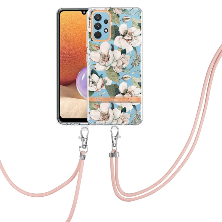 Custodia per telefono in TPU serie Flowers con cordino, For Samsung Galaxy A22 4G, For Samsung Galaxy A22 5G, For Samsung Galaxy A32 4G, For Samsung Galaxy A32 5G