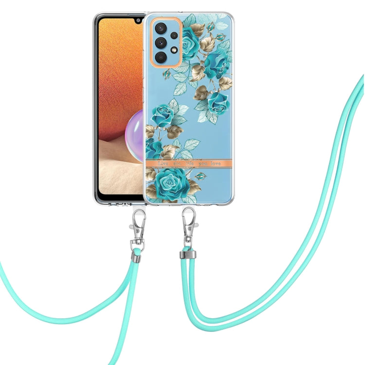 Custodia per telefono in TPU serie Flowers con cordino, For Samsung Galaxy A22 4G, For Samsung Galaxy A22 5G, For Samsung Galaxy A32 4G, For Samsung Galaxy A32 5G