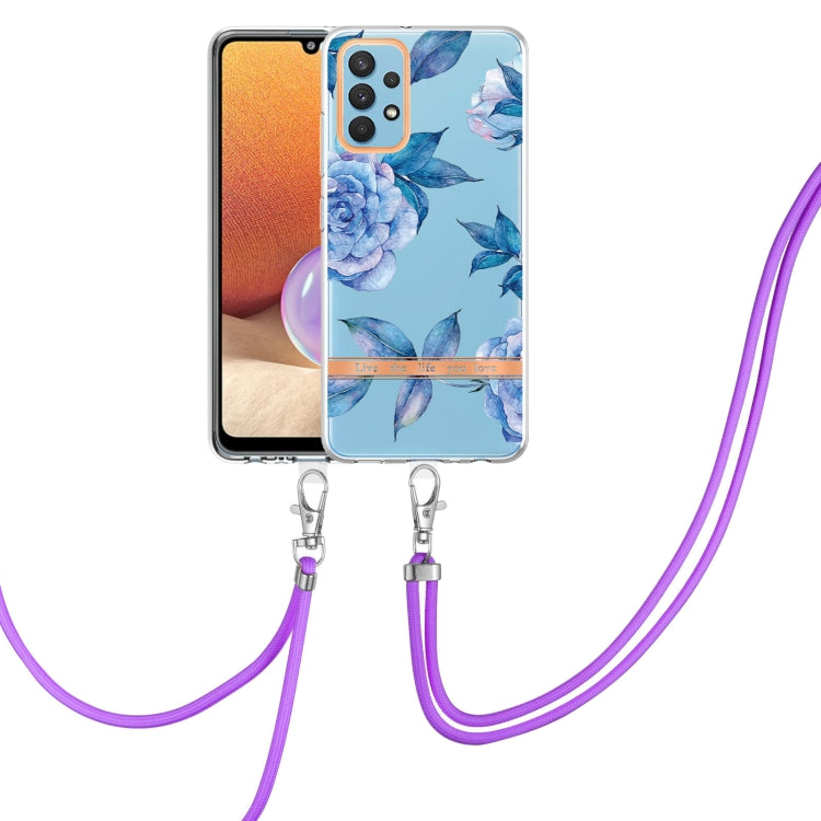 Custodia per telefono in TPU serie Flowers con cordino, For Samsung Galaxy A22 4G, For Samsung Galaxy A22 5G, For Samsung Galaxy A32 4G, For Samsung Galaxy A32 5G