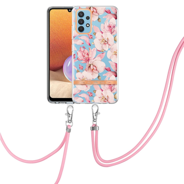 Custodia per telefono in TPU serie Flowers con cordino, For Samsung Galaxy A22 4G, For Samsung Galaxy A22 5G, For Samsung Galaxy A32 4G, For Samsung Galaxy A32 5G