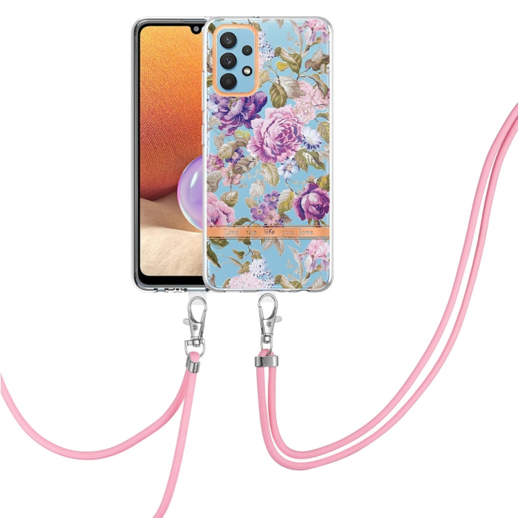 Custodia per telefono in TPU serie Flowers con cordino, For Samsung Galaxy A22 4G, For Samsung Galaxy A22 5G, For Samsung Galaxy A32 4G, For Samsung Galaxy A32 5G