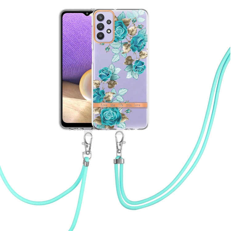 Custodia per telefono in TPU serie Flowers con cordino, For Samsung Galaxy A22 4G, For Samsung Galaxy A22 5G, For Samsung Galaxy A32 4G, For Samsung Galaxy A32 5G