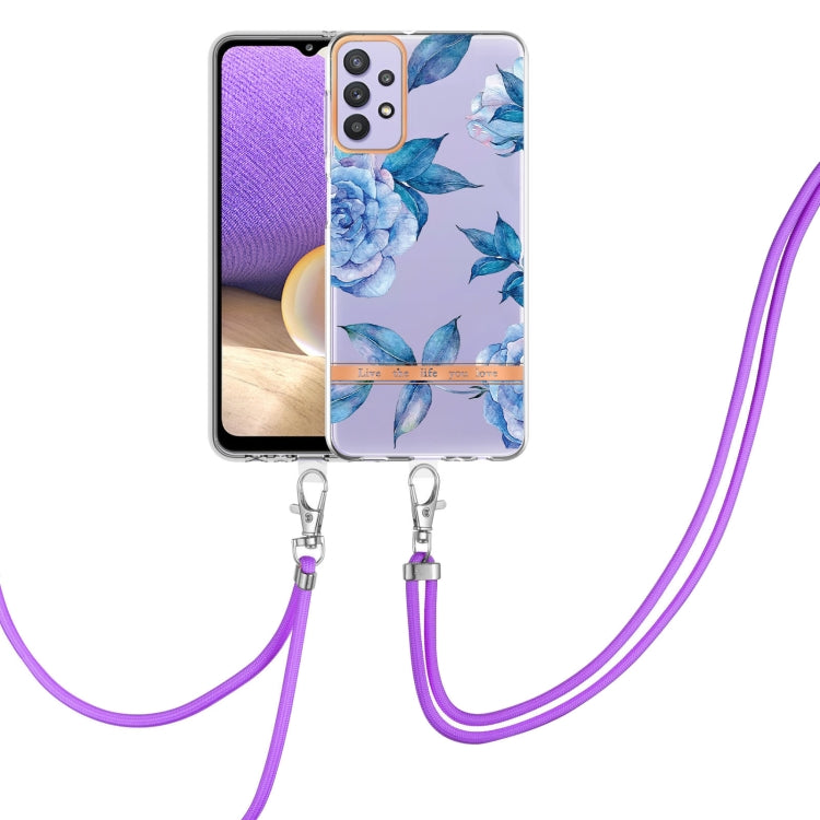 Custodia per telefono in TPU serie Flowers con cordino, For Samsung Galaxy A22 4G, For Samsung Galaxy A22 5G, For Samsung Galaxy A32 4G, For Samsung Galaxy A32 5G