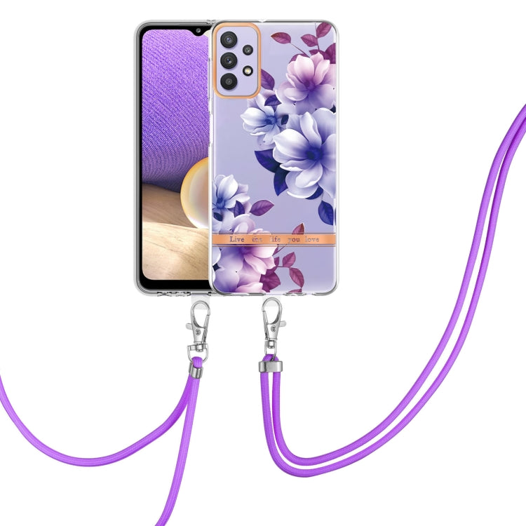 Custodia per telefono in TPU serie Flowers con cordino, For Samsung Galaxy A22 4G, For Samsung Galaxy A22 5G, For Samsung Galaxy A32 4G, For Samsung Galaxy A32 5G