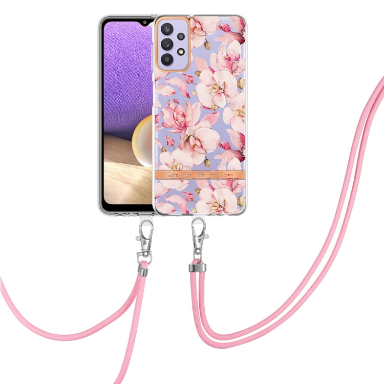 Custodia per telefono in TPU serie Flowers con cordino, For Samsung Galaxy A22 4G, For Samsung Galaxy A22 5G, For Samsung Galaxy A32 4G, For Samsung Galaxy A32 5G