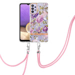 Custodia per telefono in TPU serie Flowers con cordino, For Samsung Galaxy A22 4G, For Samsung Galaxy A22 5G, For Samsung Galaxy A32 4G, For Samsung Galaxy A32 5G