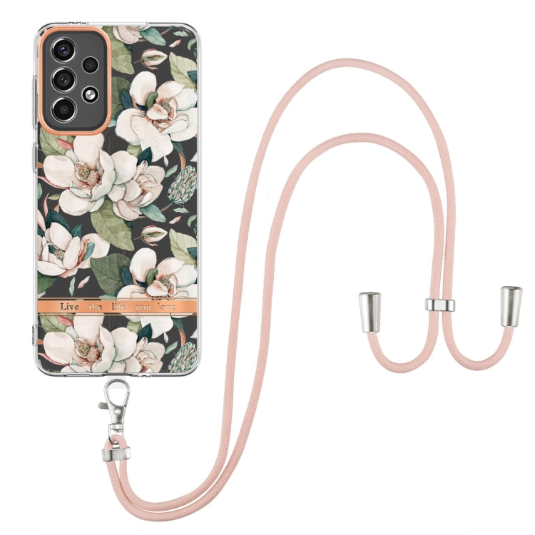 Custodia per telefono in TPU serie Flowers con cordino, For Samsung Galaxy A33 5G, For Samsung Galaxy A52 5G / 4G, For Samsung Galaxy A53 5G, For Samsung Galaxy A72 5G / 4G