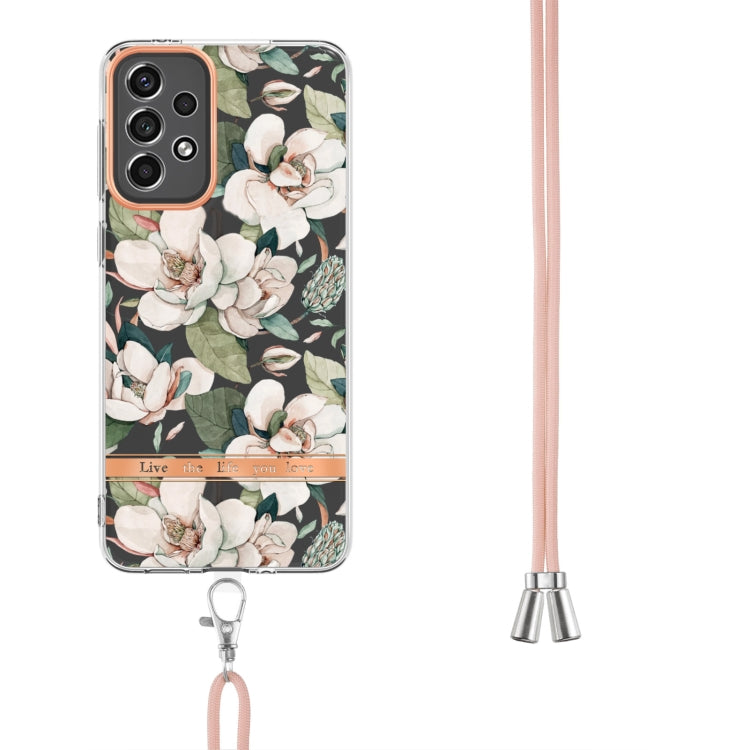 Custodia per telefono in TPU serie Flowers con cordino, For Samsung Galaxy A33 5G, For Samsung Galaxy A52 5G / 4G, For Samsung Galaxy A53 5G, For Samsung Galaxy A72 5G / 4G