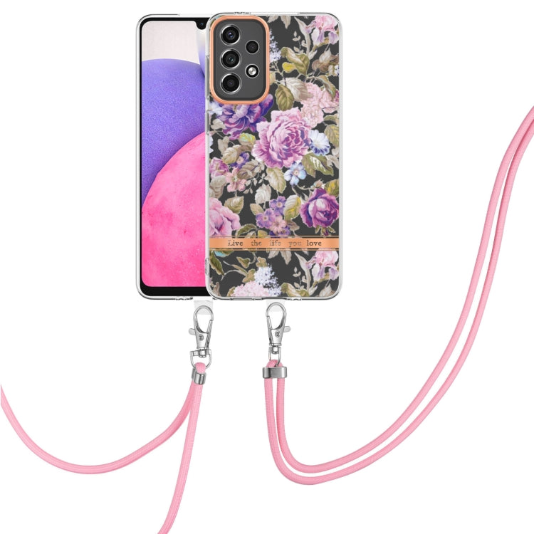 Custodia per telefono in TPU serie Flowers con cordino, For Samsung Galaxy A33 5G, For Samsung Galaxy A52 5G / 4G, For Samsung Galaxy A53 5G, For Samsung Galaxy A72 5G / 4G