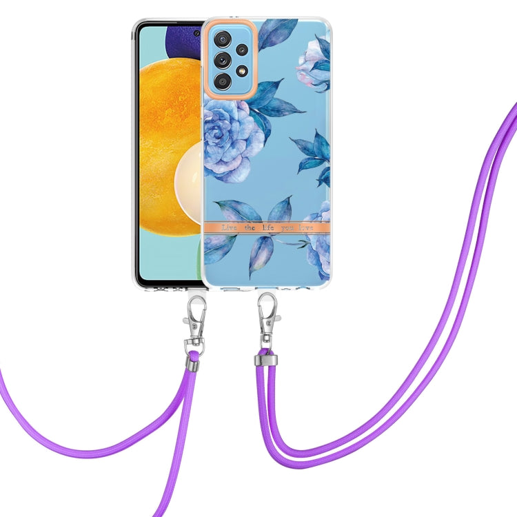Custodia per telefono in TPU serie Flowers con cordino, For Samsung Galaxy A33 5G, For Samsung Galaxy A52 5G / 4G, For Samsung Galaxy A53 5G, For Samsung Galaxy A72 5G / 4G
