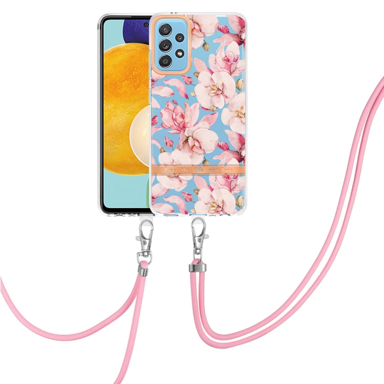 Custodia per telefono in TPU serie Flowers con cordino, For Samsung Galaxy A33 5G, For Samsung Galaxy A52 5G / 4G, For Samsung Galaxy A53 5G, For Samsung Galaxy A72 5G / 4G