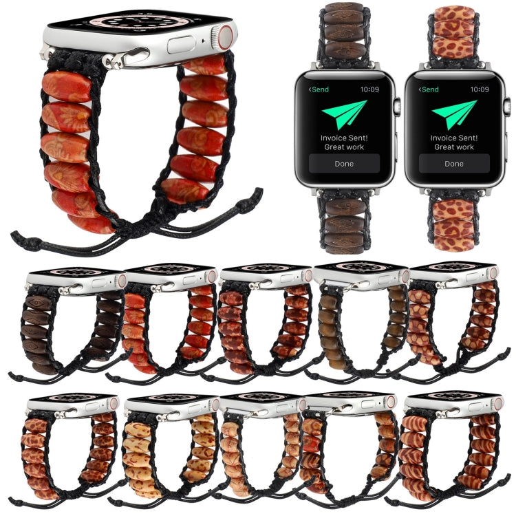 Cinturino in perline di legno per Apple Watch Series, 7 41mm / 6&SE&5&4 40mm / 3&2&1 38mm, 7 45mm / 6&SE&5&4 44mm / 3&2&1 42mm