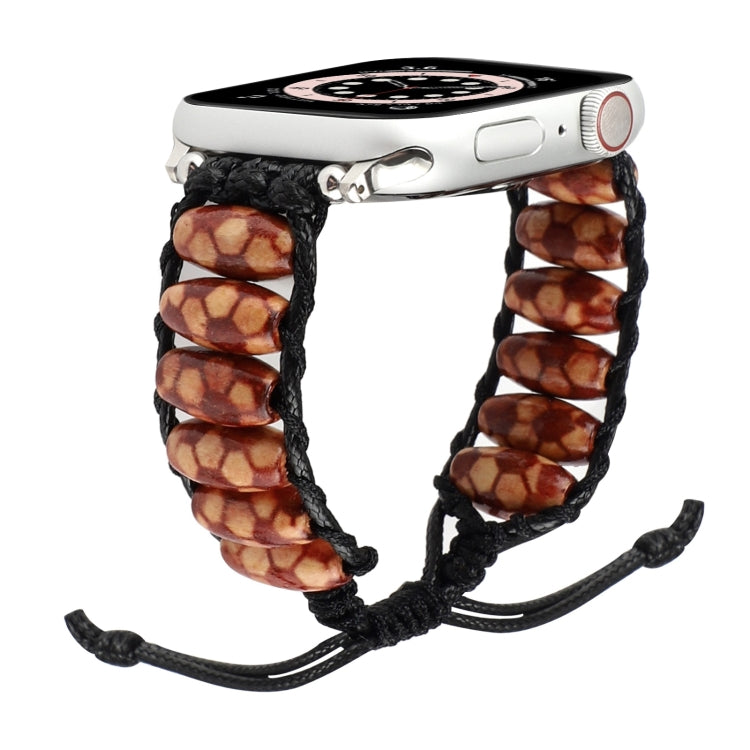 Cinturino in perline di legno per Apple Watch Series, 7 41mm / 6&SE&5&4 40mm / 3&2&1 38mm, 7 45mm / 6&SE&5&4 44mm / 3&2&1 42mm