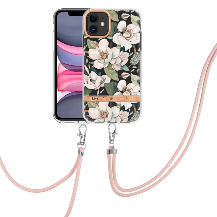 Custodia per telefono in TPU serie Flowers con cordino, For iPhone 11, For iPhone 11 Pro Max, For iPhone 12 Pro Max, For iPhone 12