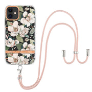 Custodia per telefono in TPU serie Flowers con cordino, For iPhone 11, For iPhone 11 Pro Max, For iPhone 12 Pro Max, For iPhone 12