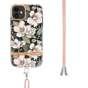 Custodia per telefono in TPU serie Flowers con cordino, For iPhone 11, For iPhone 11 Pro Max, For iPhone 12 Pro Max, For iPhone 12