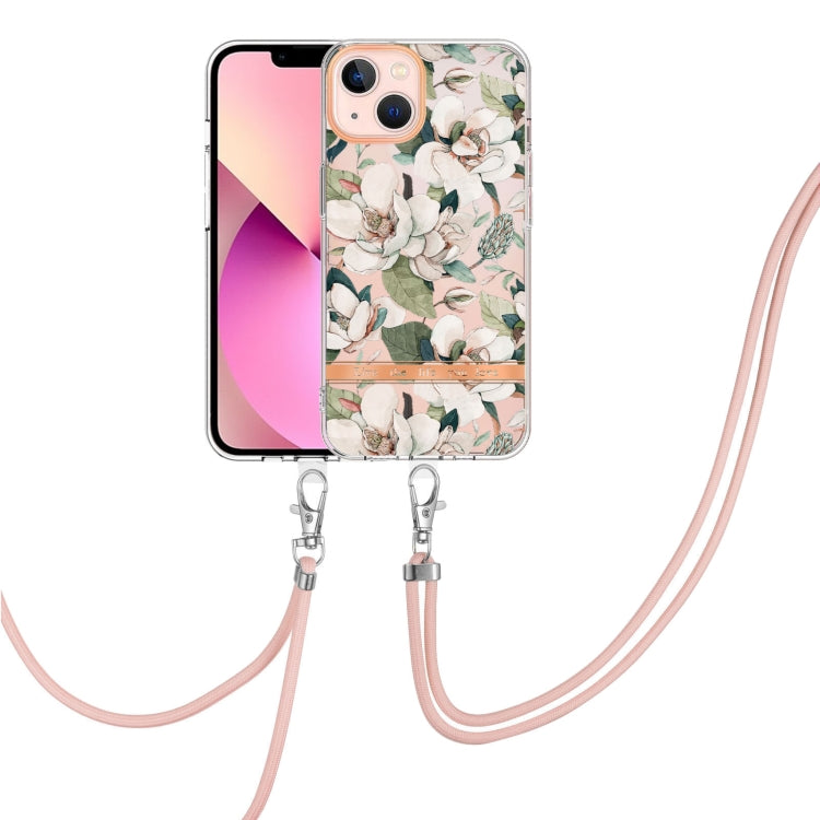 Custodia per telefono in TPU serie Flowers con cordino, For iPhone 13, For iPhone 13 mini, For iPhone 13 Pro, For iPhone 13 Pro Max