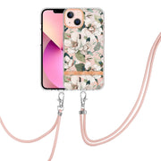 Custodia per telefono in TPU serie Flowers con cordino, For iPhone 13, For iPhone 13 mini, For iPhone 13 Pro, For iPhone 13 Pro Max