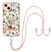 Custodia per telefono in TPU serie Flowers con cordino, For iPhone 13, For iPhone 13 mini, For iPhone 13 Pro, For iPhone 13 Pro Max