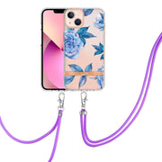 Custodia per telefono in TPU serie Flowers con cordino, For iPhone 13, For iPhone 13 mini, For iPhone 13 Pro, For iPhone 13 Pro Max