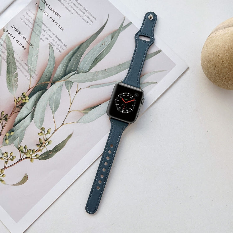 Cinturino in pelle a trama piatta per Apple Watch Series, 7 41mm / 6&SE&5&4 40mm / 3&2&1 38mm, 7 45mm / 6&SE&5&4 44mm / 3&2&1 42mm