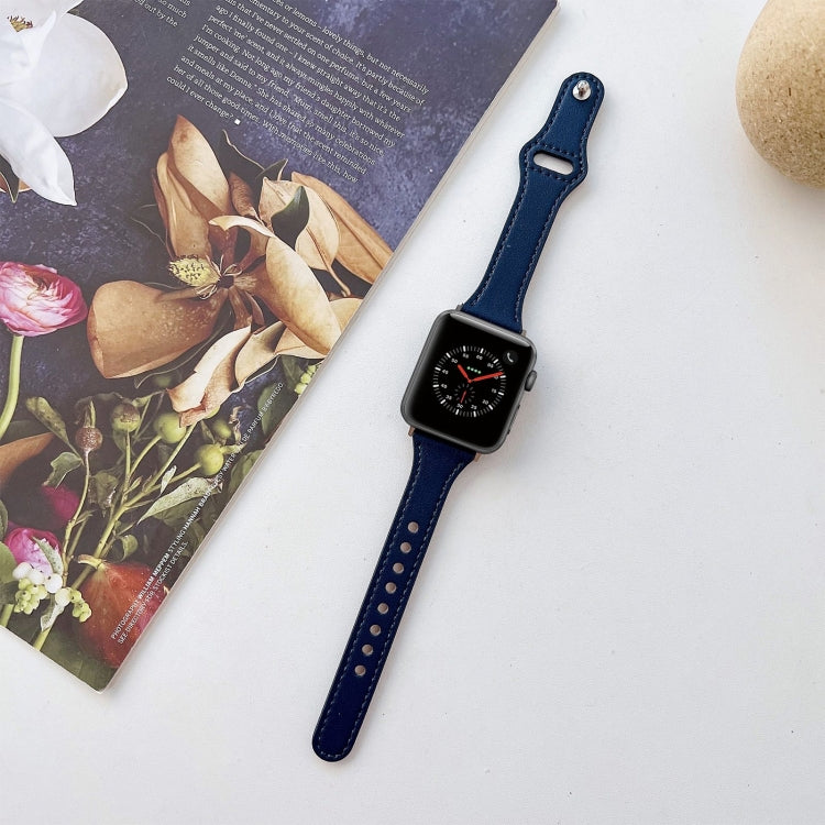 Cinturino in pelle a trama piatta per Apple Watch Series, 7 41mm / 6&SE&5&4 40mm / 3&2&1 38mm, 7 45mm / 6&SE&5&4 44mm / 3&2&1 42mm