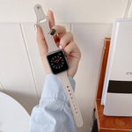 Cinturino in pelle a trama piatta per Apple Watch Series, 7 41mm / 6&SE&5&4 40mm / 3&2&1 38mm, 7 45mm / 6&SE&5&4 44mm / 3&2&1 42mm