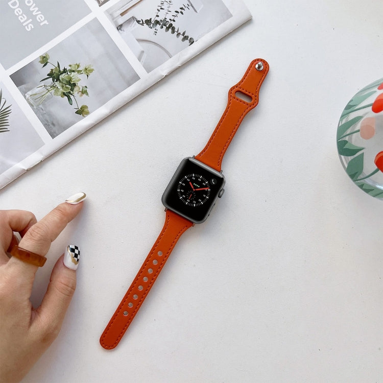 Cinturino in pelle a trama piatta per Apple Watch Series, 7 41mm / 6&SE&5&4 40mm / 3&2&1 38mm, 7 45mm / 6&SE&5&4 44mm / 3&2&1 42mm
