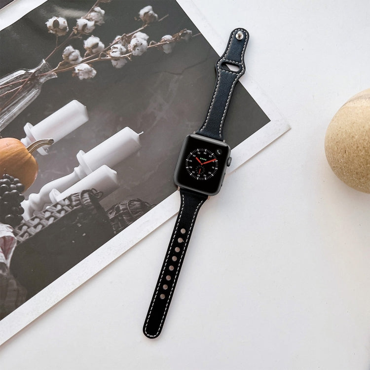 Cinturino in pelle a trama piatta per Apple Watch Series, 7 41mm / 6&SE&5&4 40mm / 3&2&1 38mm, 7 45mm / 6&SE&5&4 44mm / 3&2&1 42mm