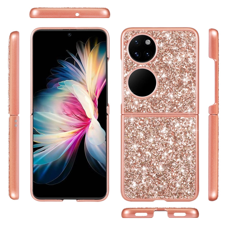 Custodia per telefono pieghevole in TPU antiurto con polvere glitterata, For Huawei P50 Pocket, For OPPO Find N