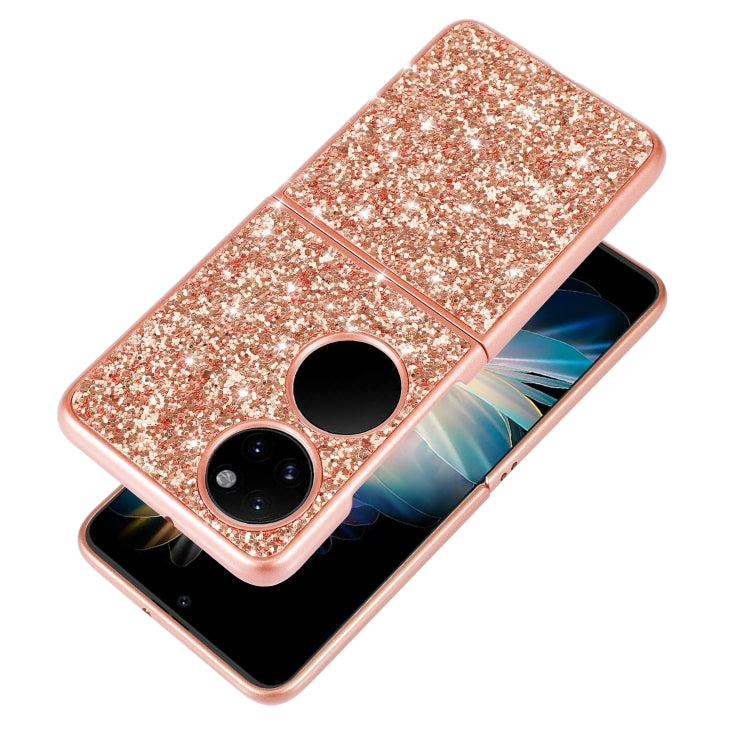 Custodia per telefono pieghevole in TPU antiurto con polvere glitterata, For Huawei P50 Pocket, For OPPO Find N