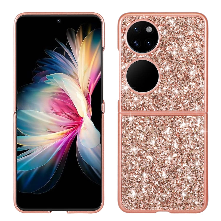 Custodia per telefono pieghevole in TPU antiurto con polvere glitterata, For Huawei P50 Pocket, For OPPO Find N
