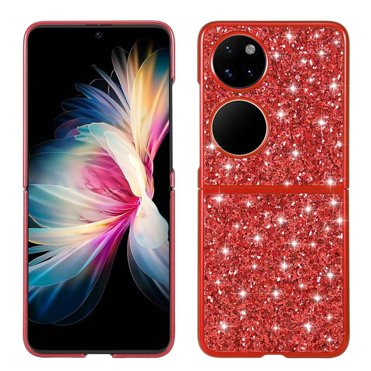 Custodia per telefono pieghevole in TPU antiurto con polvere glitterata, For Huawei P50 Pocket, For OPPO Find N