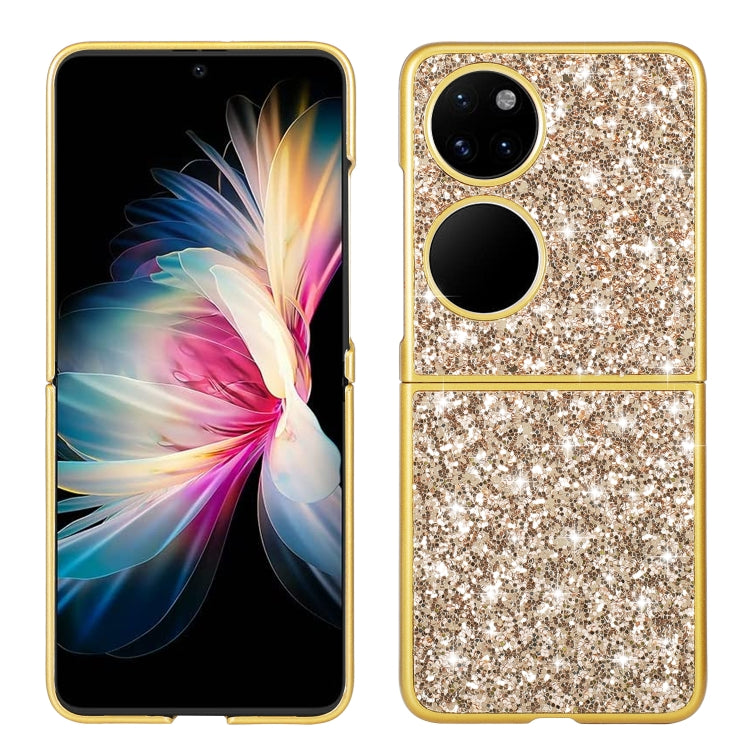 Custodia per telefono pieghevole in TPU antiurto con polvere glitterata, For Huawei P50 Pocket, For OPPO Find N