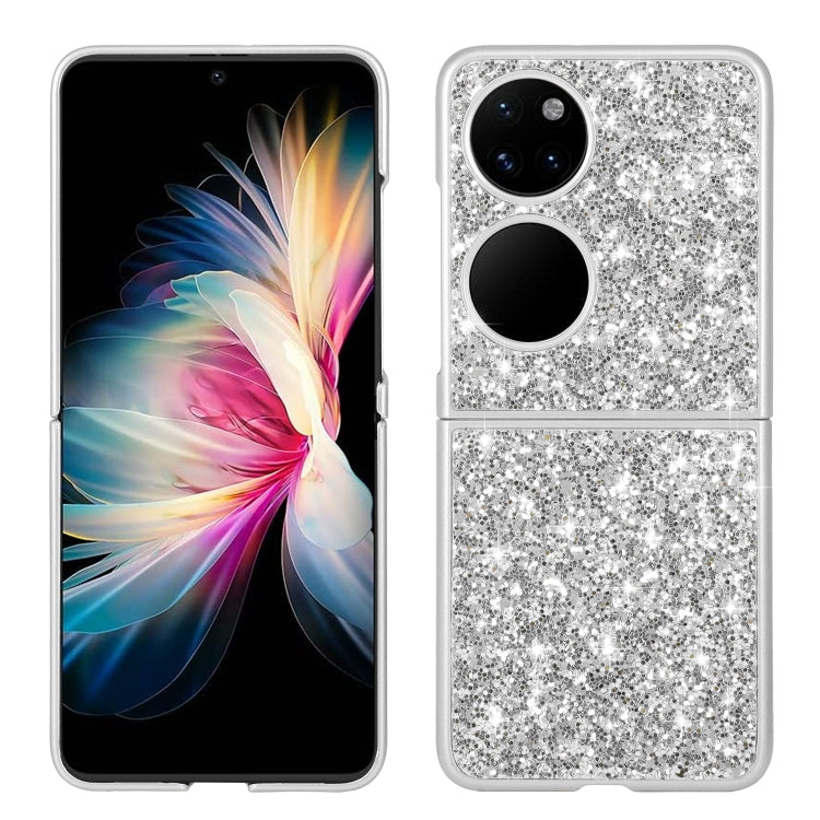 Custodia per telefono pieghevole in TPU antiurto con polvere glitterata, For Huawei P50 Pocket, For OPPO Find N