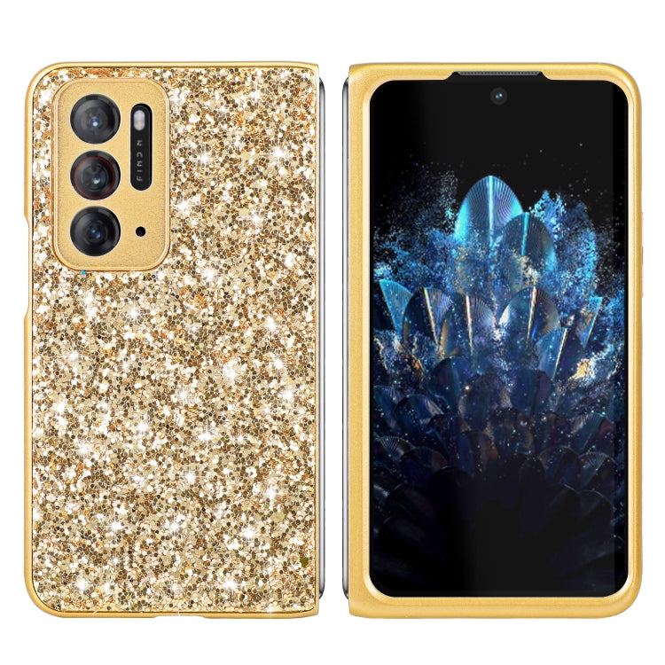 Custodia per telefono pieghevole in TPU antiurto con polvere glitterata, For Huawei P50 Pocket, For OPPO Find N