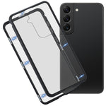 Custodia per telefono in vetro temperato in metallo magnetico HD, For Samsung Galaxy S21 FE 5G