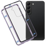 Custodia per telefono in vetro temperato in metallo magnetico HD, For Samsung Galaxy S21 FE 5G