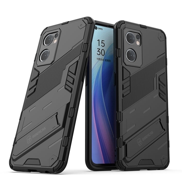 Punk Armor 2 in 1 PC + custodia per telefono antiurto in TPU con supporto invisibile, For OPPO Reno7 5G Global / Find X5 Lite